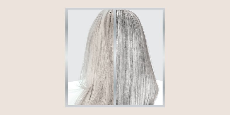 Silver hair before and after